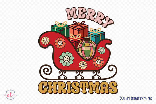 Groovy Merry Christmas Sublimation PNG