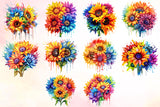 Watercolor Sunflower Sublimation Clipart Bundle