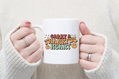 Carry a Thankful Heart, Retro Thanksgiving PNG