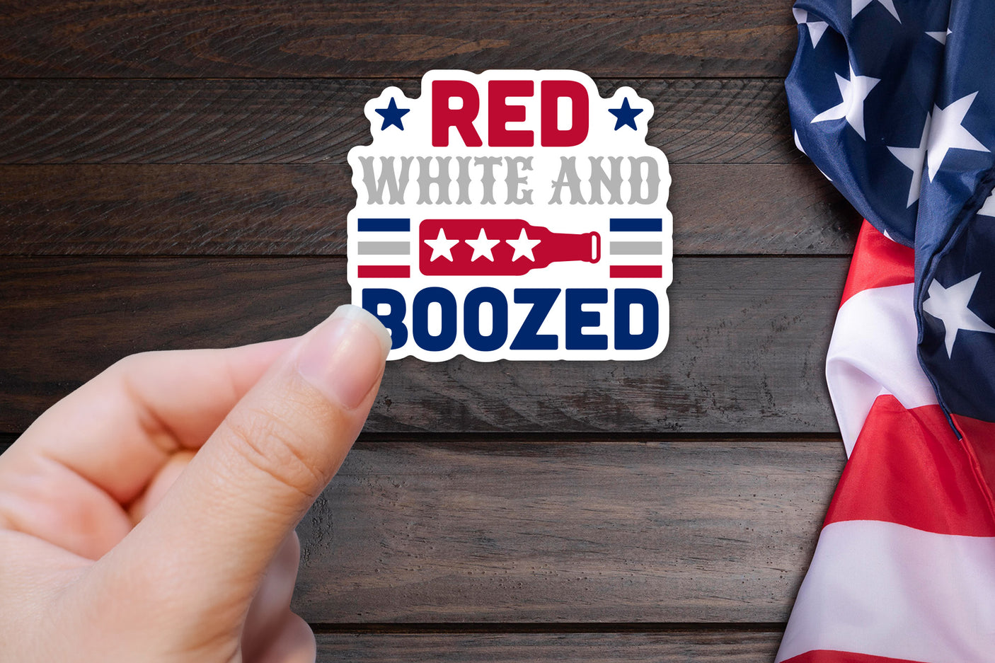 4th of July Sticker, Red White and Boozed