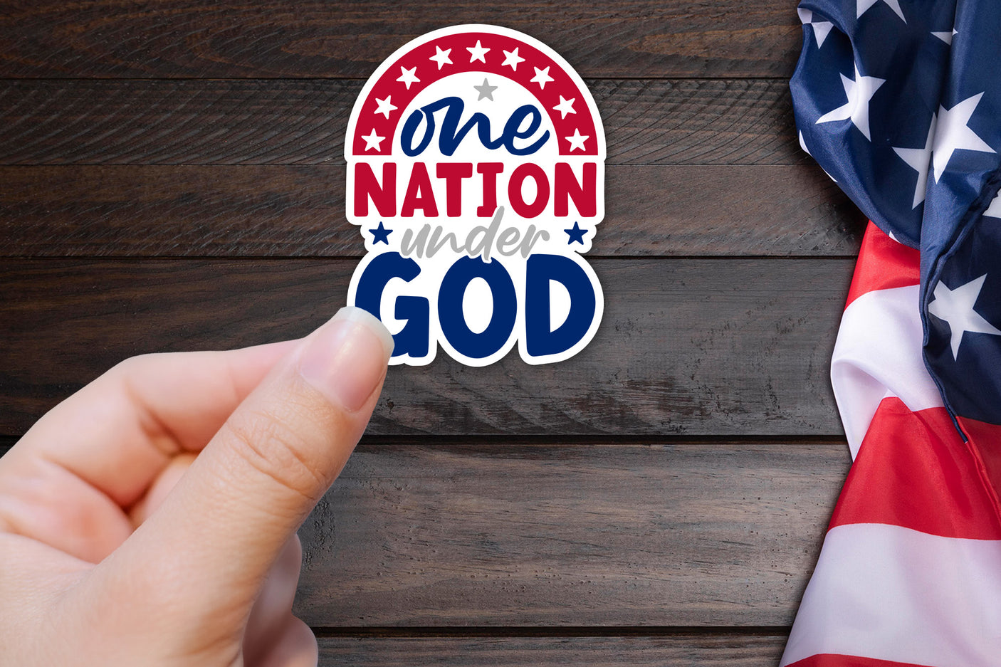 4th of July Sticker PNG, One Nation Under God