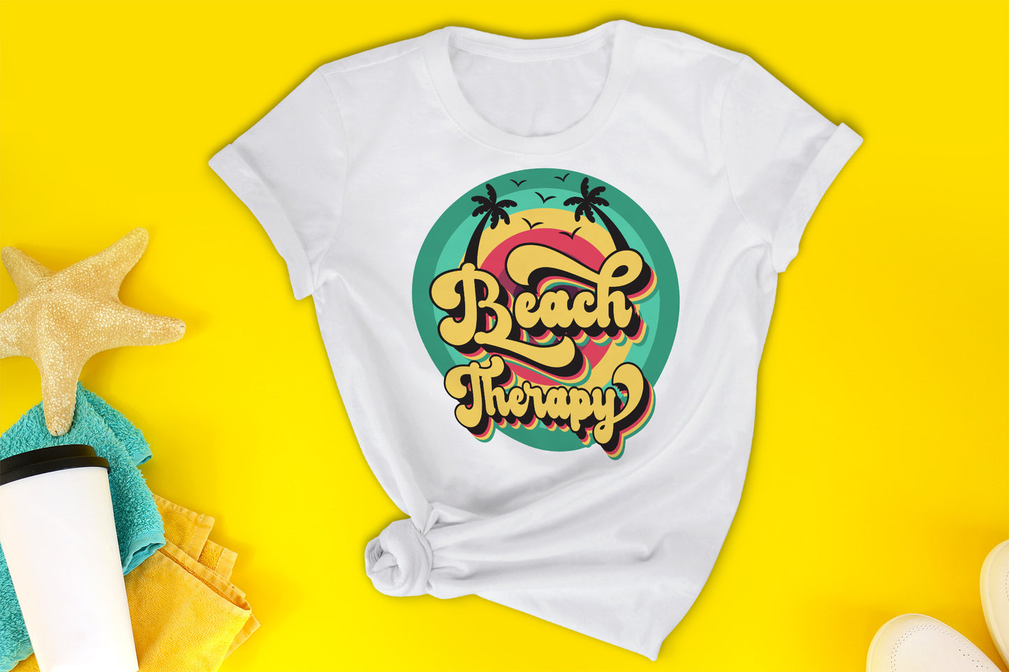 Retro Summer Sublimation, Beach Therapy PNG