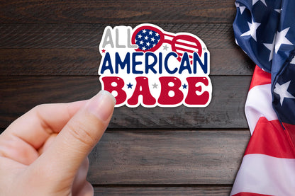 4th of July Sticker, All American Babe