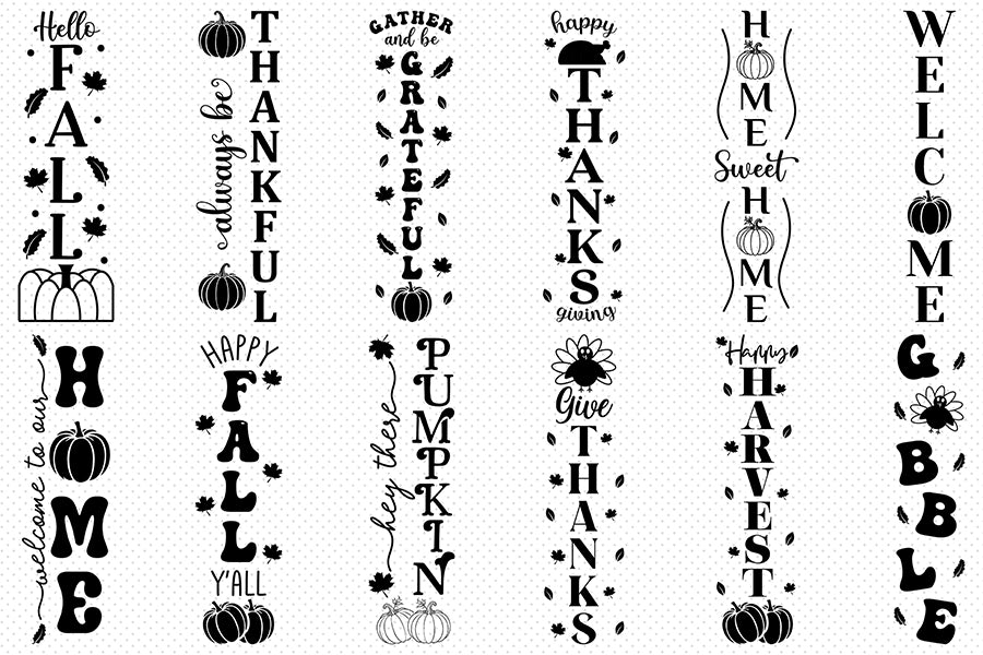 Fall and Thanksgiving Porch Sign SVG Bundle