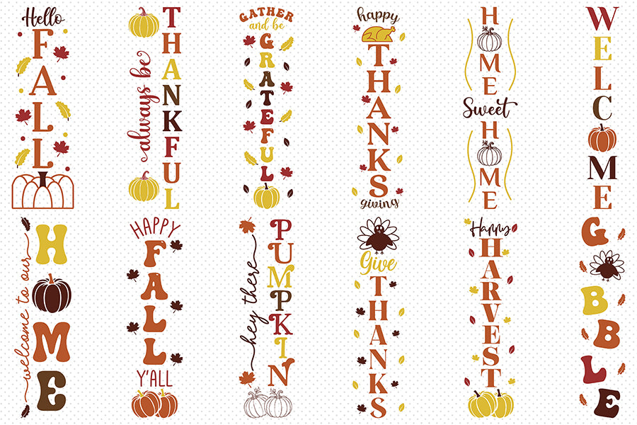 Fall and Thanksgiving Porch Sign SVG Bundle
