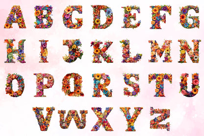 Floral Alphabet Set - 26 Letters