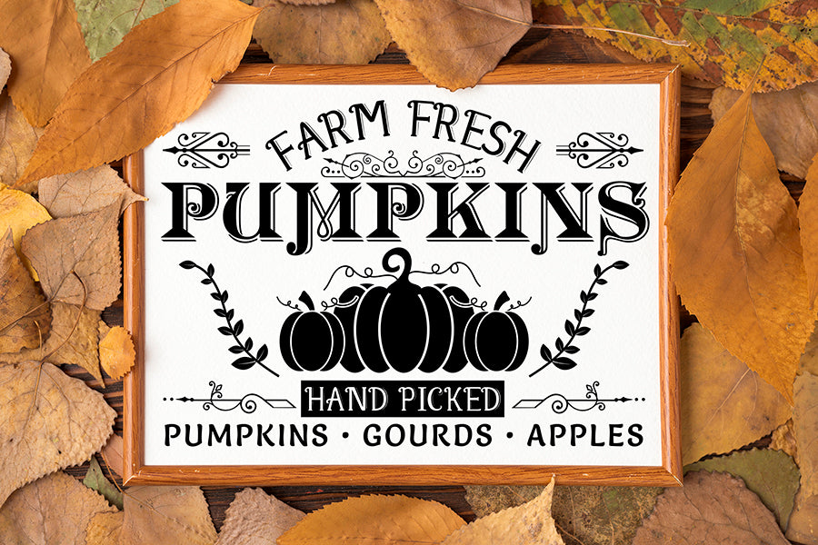 Vintage Fall Sign SVG, Farm Fresh Pumpkins Cut File