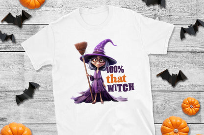 Funny Halloween Quote Sublimation, 100% That Witch