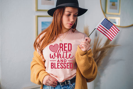 4th of July SVG Design, Red White and Blessed