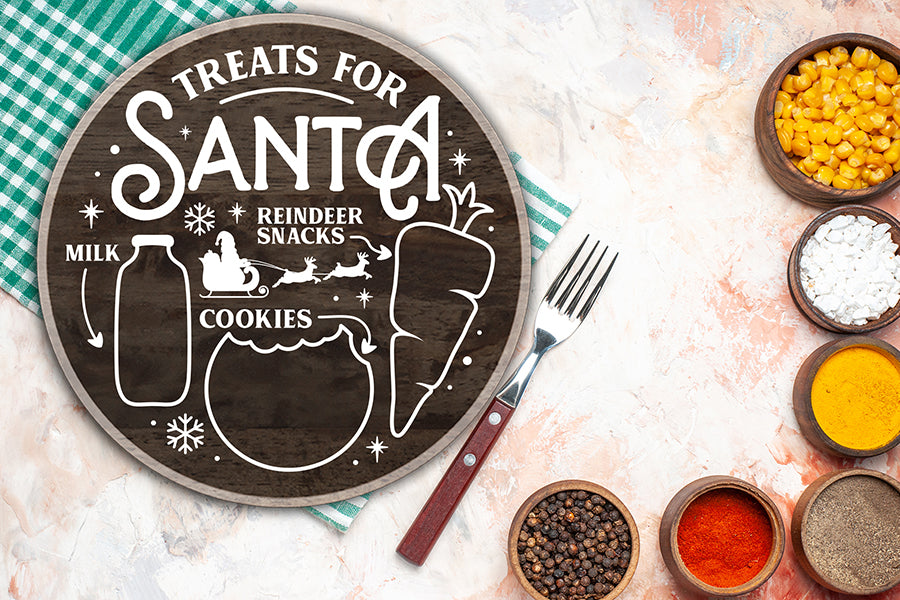 Treats for Santa Tray SVG - Milk and Cookies Christmas SVG