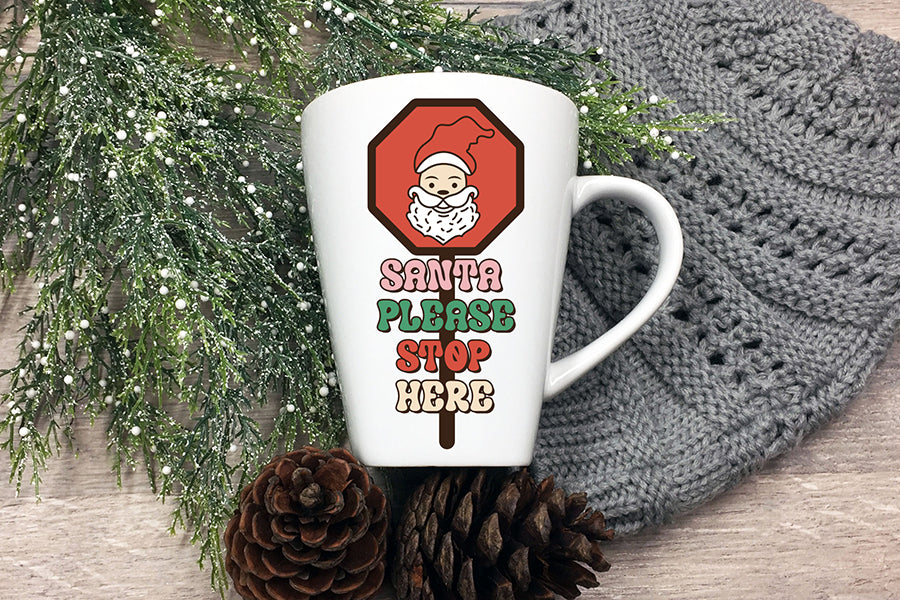 Retro Christmas Santa Please Stop Here PNG