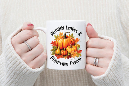 Fall PNG Sublimation, Autumn Leaves & Pumpkins Please