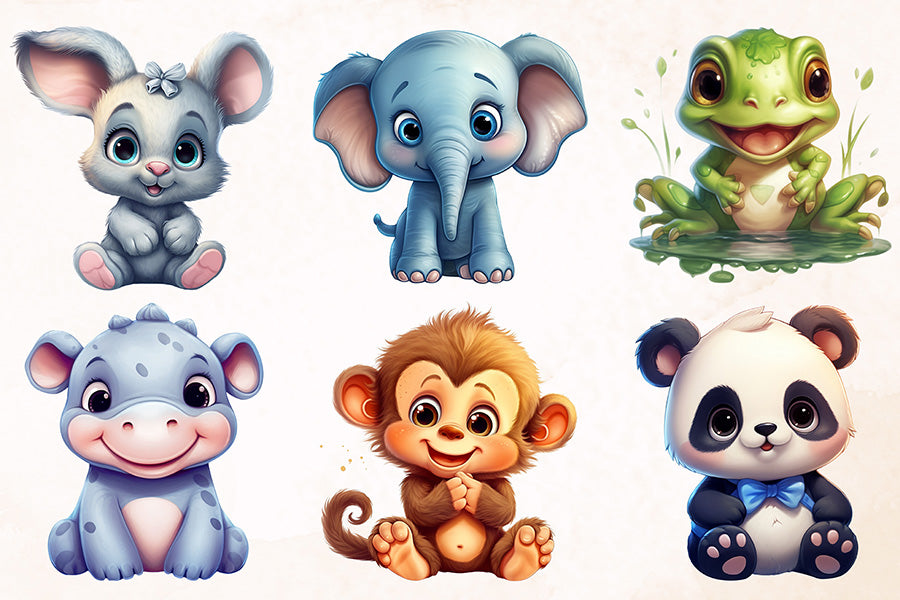 Cute Baby Animal Sublimation Clipart Bundle