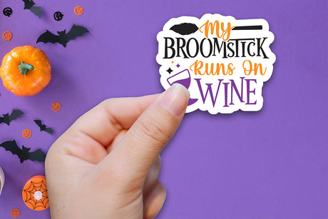 Halloween Sticker | My Broomstick Runs on Wine