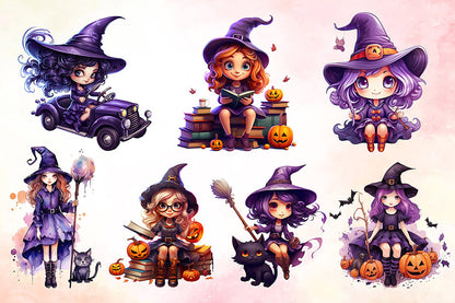 Cute Witch Halloween Sublimation Bundle