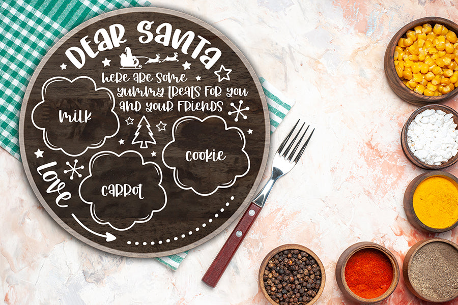 Dear Santa Tray SVG - Milk and Cookies Christmas SVG