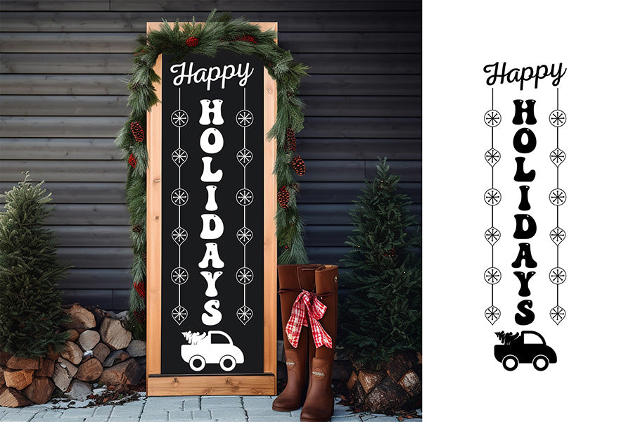 Christmas Porch Sign SVG, Happy Holidays