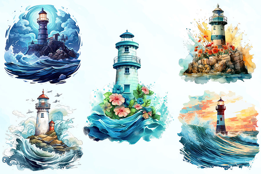 Lighthouse Watercolor Sublimation Bundle