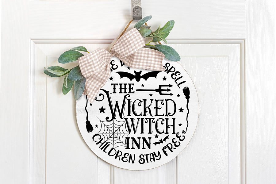 Halloween Round Sign SVG, Wicked Witch Inn Cut File