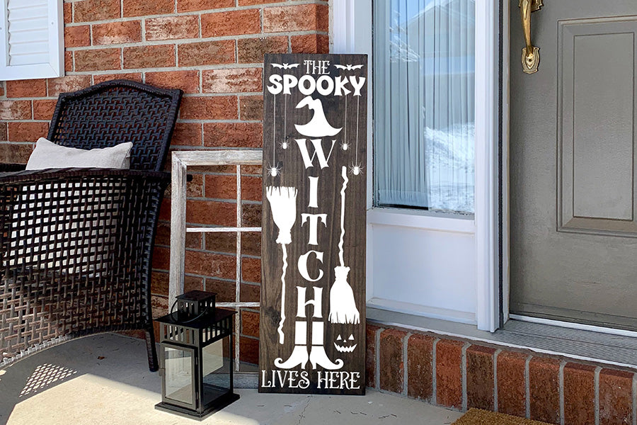 Halloween Porch Sign SVG - Spooky Witch Lives Here