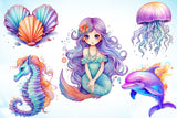 Pastel Mermaid Watercolor Sublimation Bundle
