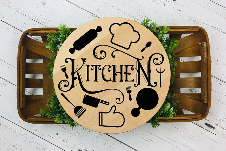 Vintage Style Round Kitchen Sign SVG Design