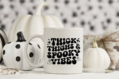 Thick Thighs & Spooky Vibes - Retro Halloween SVG