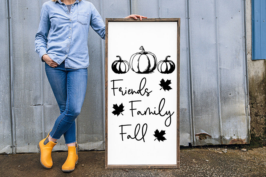 Fall Farmhouse Sign SVG, Friends Family Fall SVG