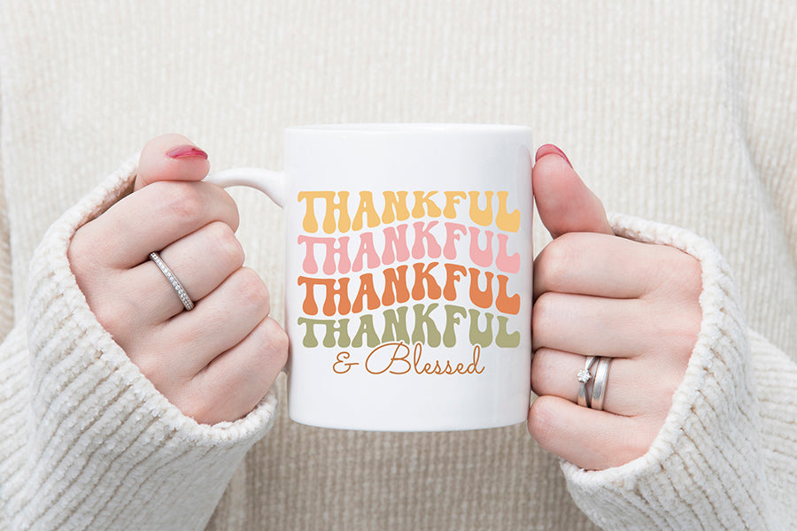 Thankful & Blessed SVG, Retro Thanksgiving SVG