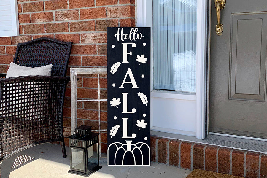 Hello Fall - Fall Vertical Sign SVG