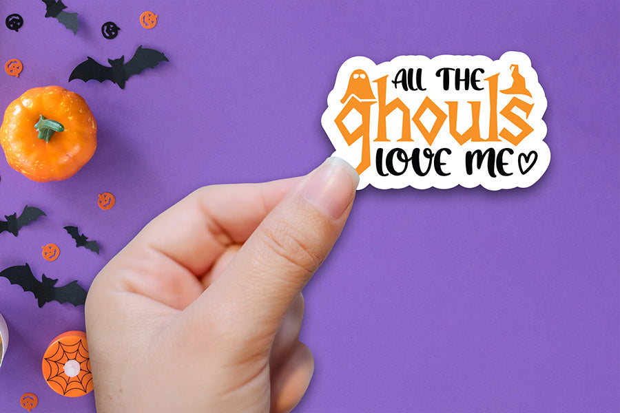 Printable Halloween Sticker, All the Ghouls Love Me