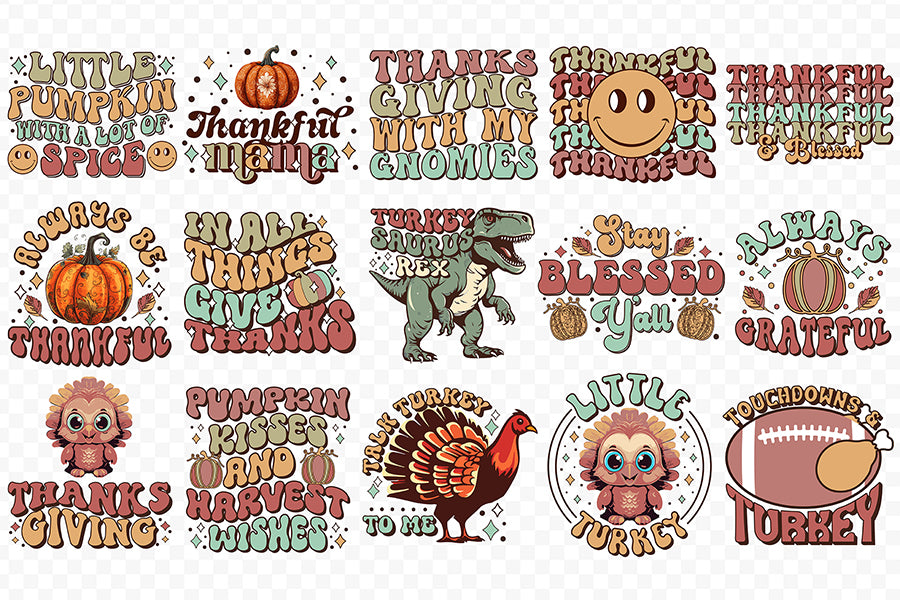 Retro Thanksgiving PNG Sublimation Bundle