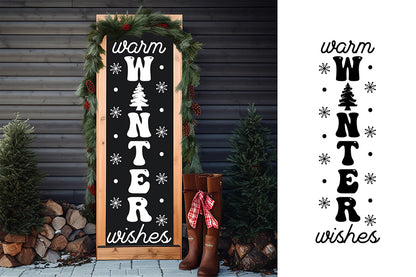 Warm Winter Wishes, Christmas Porch Sign Svg