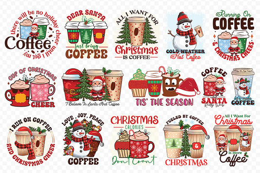 Christmas Coffee PNG Sublimation Bundle
