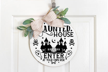 Halloween Round Sign SVG | Haunted House SVG