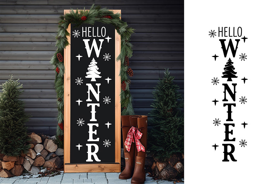 Hello Winter - Christmas Porch Sign SVG