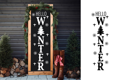 Hello Winter - Christmas Porch Sign SVG