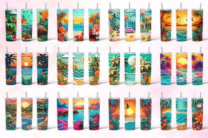 3D Summer Tumbler Wrap Sublimation