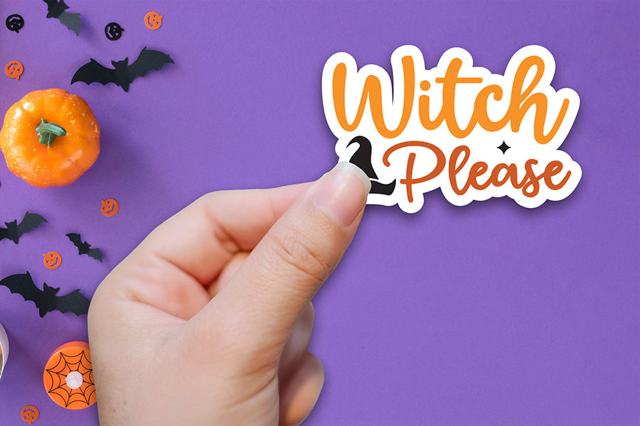 Halloween Printable Sticker, Witch Please