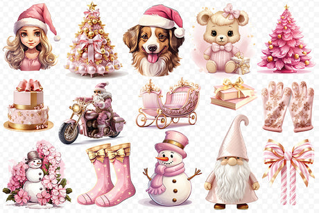 Pink Christmas Sublimation Clipart