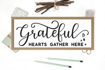 Thanksgiving Sign SVG, Grateful Hearts Gather Here