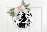 Happy Haunting SVG, Halloween Round Sign SVG