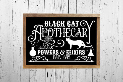 Black Cat Apothecary | Vintage Halloween Sign SVG