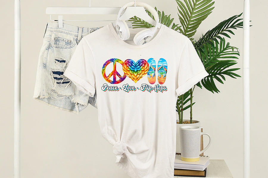 Peace Love Flip Flops PNG Sublimation Design