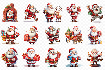 Santa Claus Sublimation Clipart Bundle