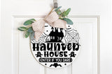 Haunted House Cut File, Halloween Round Sign SVG