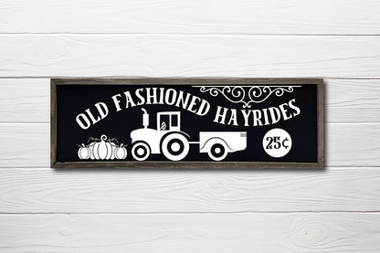 Vintage Fall Sign SVG | Old Fashioned Hayrides SVG