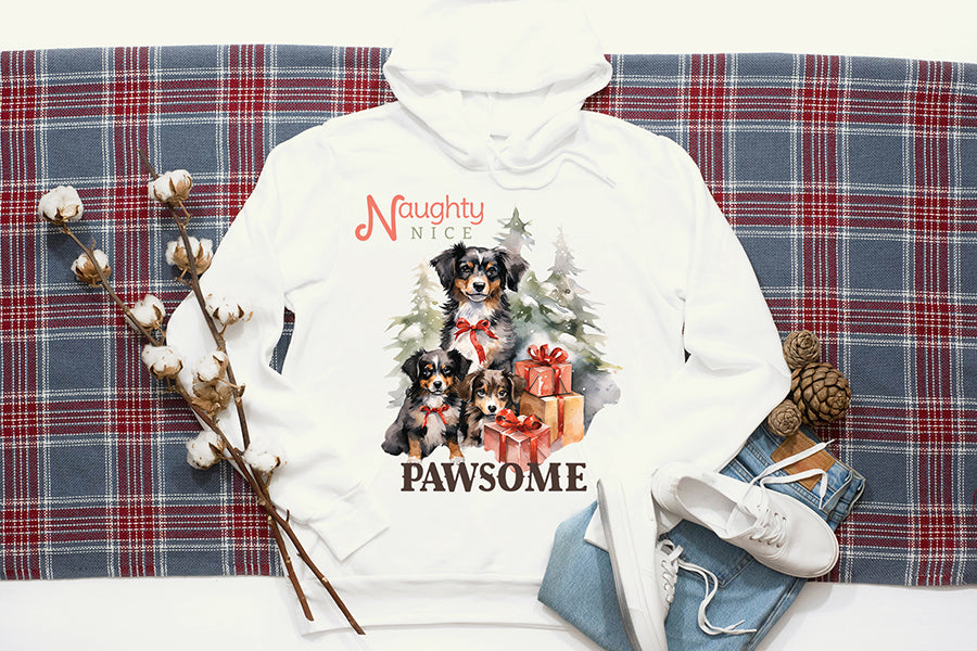 Naughty Nice Pawsome, Funny Christmas Dog Saying