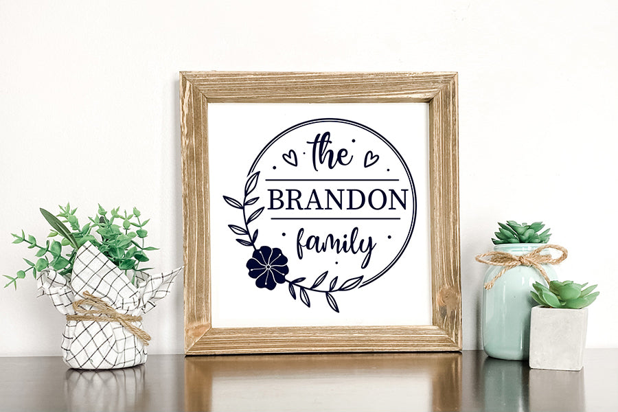Family Name Monogram SVG - Floral Frame SVG