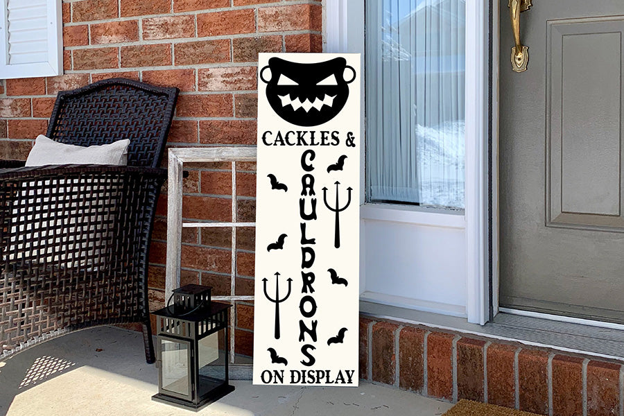 Cackles & Cauldrons on Display - Porch Sign SVG